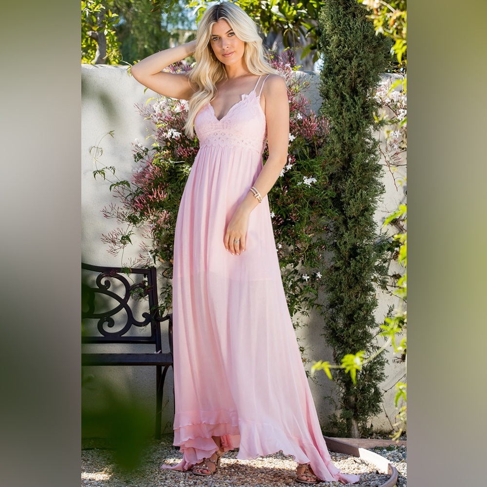 Elegant Pink Maxi Dress